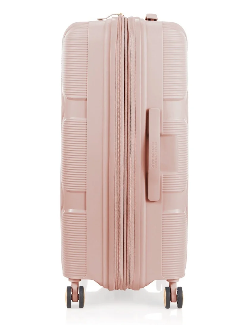 AMERICAN TOURISTER 69 cm / 25 inch Instagon Suitcase, Check-In Size 69 cm / 25 inch, 4 Double Wheels, Hard Top, Polypropylene, Peach Blossom|DuoSaf™ Security Zipper|TSA 008 Lock|Optimov™ Shock Absorbing Wheels|Expandable - 3 Years International Warranty  | Best Price UAE